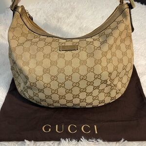 Gucci Beige Monogram Hobo Bag